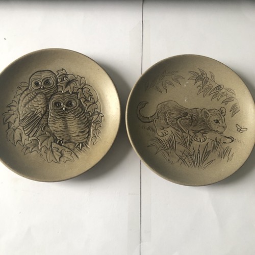 Two poole pottery plates owl - plates,